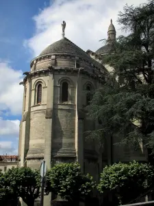Périgueux - Cattedrale Saint-Front in stile bizantino, gli alberi e le nuvole nel cielo