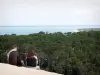 Pilat dune - Couple enjoying the view of the forest and the Arcachon basin from the Pilat dune 