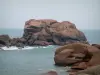 Pink granite coast - Ploumanac' rocks: big pink granite rocks and the Channel (sea)
