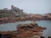 Pink granite coast - Ploumanac' rocks: coast covered with big pink granite rocks and the Channel (sea)