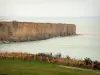 Pointe du Hoc - Site du Débarquement : vue sur les falaises et la mer (la Manche)
