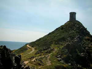 Pointe de la Parata - Pointe de la Parata avec un sentier et la tour génoise