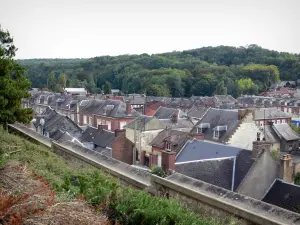 Poix-de-Picardie - View of the roofs of the houses in the city and trees