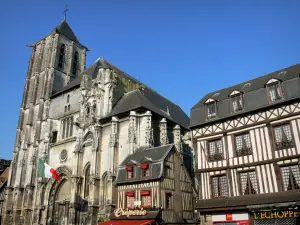 Pont-Audemer - Kirche Saint-Ouen und Fachwerkhäuser der Stadt