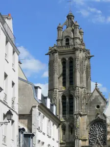 Pontoise - Tower and rose window of Saint-Maclou cathedral