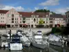 Port Cergy - Cergy river port (marina) and its moored boats, and facades of the marina