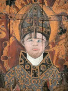 Priorij van Souvigny - Binnen in de priorij kerk van St. Peter en St. Paul: kabinet van relikwieën: portret van Saint Odilon
