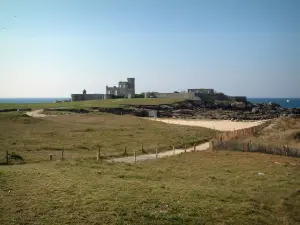 Punta de Trévignon - Césped y antigua fortaleza de la punta de Trévignon con el fondo del mar