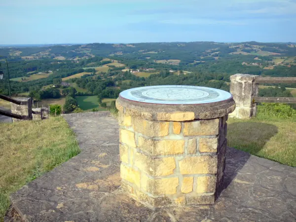 Puy d'Yssandon - Oriëntatietafel puy Yssandon met uitzicht op het omliggende groene landschap