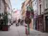 Roanne - Shopping street decorated with flowers lined with houses and shops