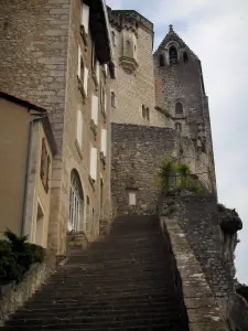 Rocamadour - Main staircase of the pilgrims leading to the seven sanctuaries, in the Regional Nature Park of the Quercy Limestone Plateaus