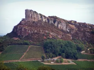 Roche de Solutré limestone escarpment - Calcareous escarpment (rocky mountain spur) dominating the Mâconnais vineyards; in Solutré-Pouilly