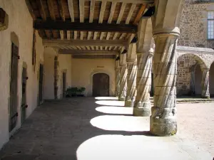 Rochechouart castle - Columns of the arcaded gallery of the castle