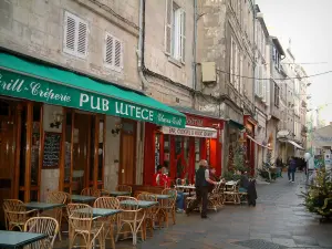 La Rochelle - Houses and cafe terraces of the old town