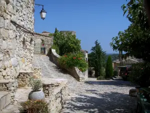 La Roque-sur-Cèze - Strade lastricate e case in pietra del villaggio