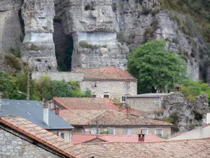 Roquefort-sur-Soulzon - Vista sopra i tetti del villaggio ai piedi della rupe, nel Parco Naturale Regionale delle Causses