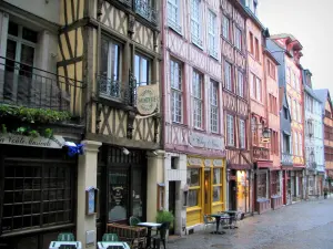 Rouen - Timber-framed houses and cafe terraces
