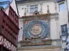 Rouen - Half-timbered house and dial of the Gros-Horloge