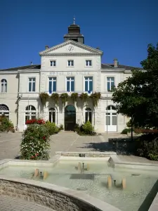 Ruffec - Town hall, Armes square, fountain and flowers