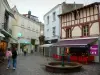 Les Sables-d'Olonne - Fountain, café terrace, shops and houses of the town centre
