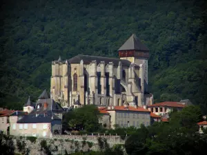 Saint-Bertrand-de-Comminges - Catedral de Santa María, casas de pueblo, los árboles y los bosques