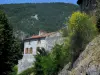 Saint-Bertrand-de-Comminges - Fioritura delle ginestre, casa del villaggio e la collina di Comminges