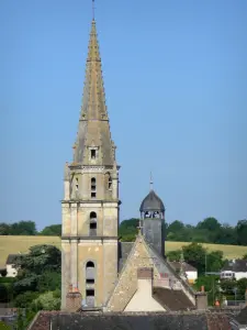 Saint-Calais - Klokkentoren van Notre-Dame en daken van de stad