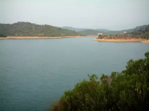 Saint-Cassien lake - Vegetation, lake, shores and hills covered with forests