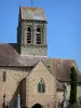 Saint-Céneri-le-Gérei - Kirchturm der romanischen Kirche Saint-Céneri