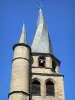 Saint-Côme-d'Olt - Campanario torcido (aguja flameado), la iglesia de Saint-Côme