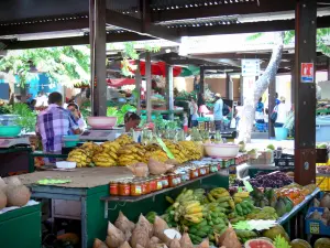 Saint-Denis - Stalls of fruits and vegetables in the small market
