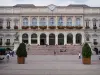 Saint-Etienne - Fassade des Rathauses und Rathausplatz geschmückt mit Sträuchern