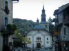Saint-Gervais-les-Bains - Houses, shops and Saint-Gervais church (spa town)