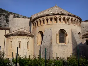 Saint-Guilhem-le-Désert - Chevet of the abbey church (Gellone abbey) of Romanesque style