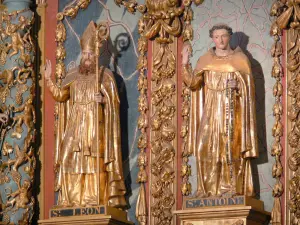 Saint-Jean-de-Luz - In der Kirche Saint-Jean-Baptiste: Teil des Barock-Retabels - Standbilder vom Heiligen Léon und Heiligen Antonius