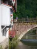 Saint-Jean-Pied-de-Port - Vieux pont sur la Nive et maisons au bord de l'eau
