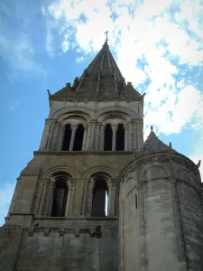 Saint-Leu-d'Esserent church - Benedictine abbey church and clouds in the sky