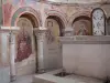 Saint-Savin abbey - Inside of the abbey church: murals (frescoes) and carved pillars