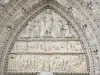 Saint-Sulpice-de-Favières church - Carved tympanum of the portal of the Saint-Sulpice church depicting the Last Judgement
