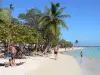 Sainte-Anne - Détente sur le sable fin de la plage du Bourg, à l'ombre des cocotiers et raisiniers, au bord du lagon turquoise