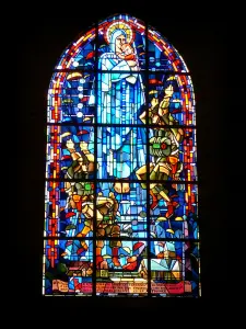 Sainte-Mère-Église - Vitrail des parachutistes, dans l'église du village