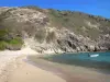 Les Saintes - Rodrigue baai met strand en de boot drijvend op het turquoise water van de zee