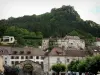 Salins-les-Bains - Fort Belin dominante bomen en huizen het kuuroord