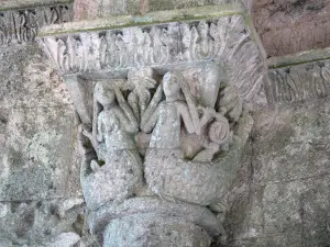 La Sauve-Majeure abbey - Carved capitals of the abbey church: sirens-fish 