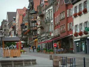 Saverne - Grand'Rue (high street) with fountains and old houses