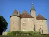 Schloss Beauvoir - Fassade des Schlosses; auf der Gemeinde Saint-Pourçain-sur-Besbre, im Tal der Besbre