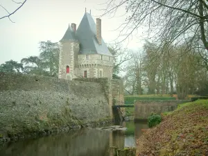 Schloß von Goulaine - Eingang des Schlosses, Brücke, Wassergraben und Bäume