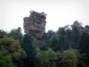 Schloß Vieux Windstein - Ruinen des Felsen (Gegend zum Klettern) umgeben mit Bäumen