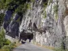 Schluchten des Escharis - Roanne-Tal: Felswände mit Blick auf die Straße