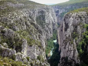 Schluchten des Verdon - Grand Canyon des Verdon: Fluss Verdon gesäumt von Felsen (Felswände); im Regionalen Naturpark des Verdon